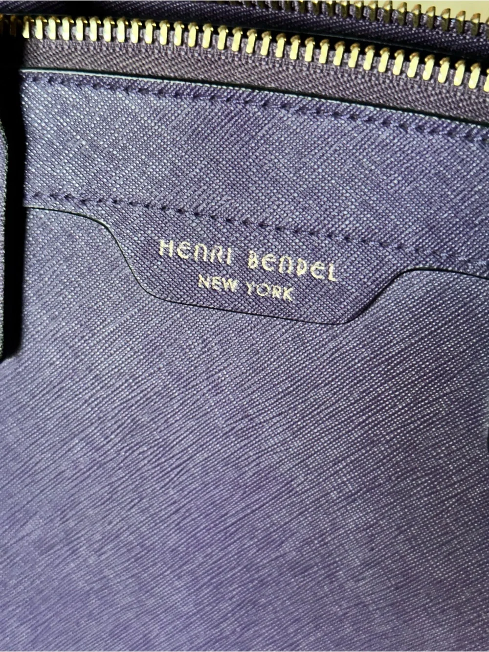 Henri Bendel W 57th Satchel Purple Saffiano Leather Tote Crossbody Bag EUC